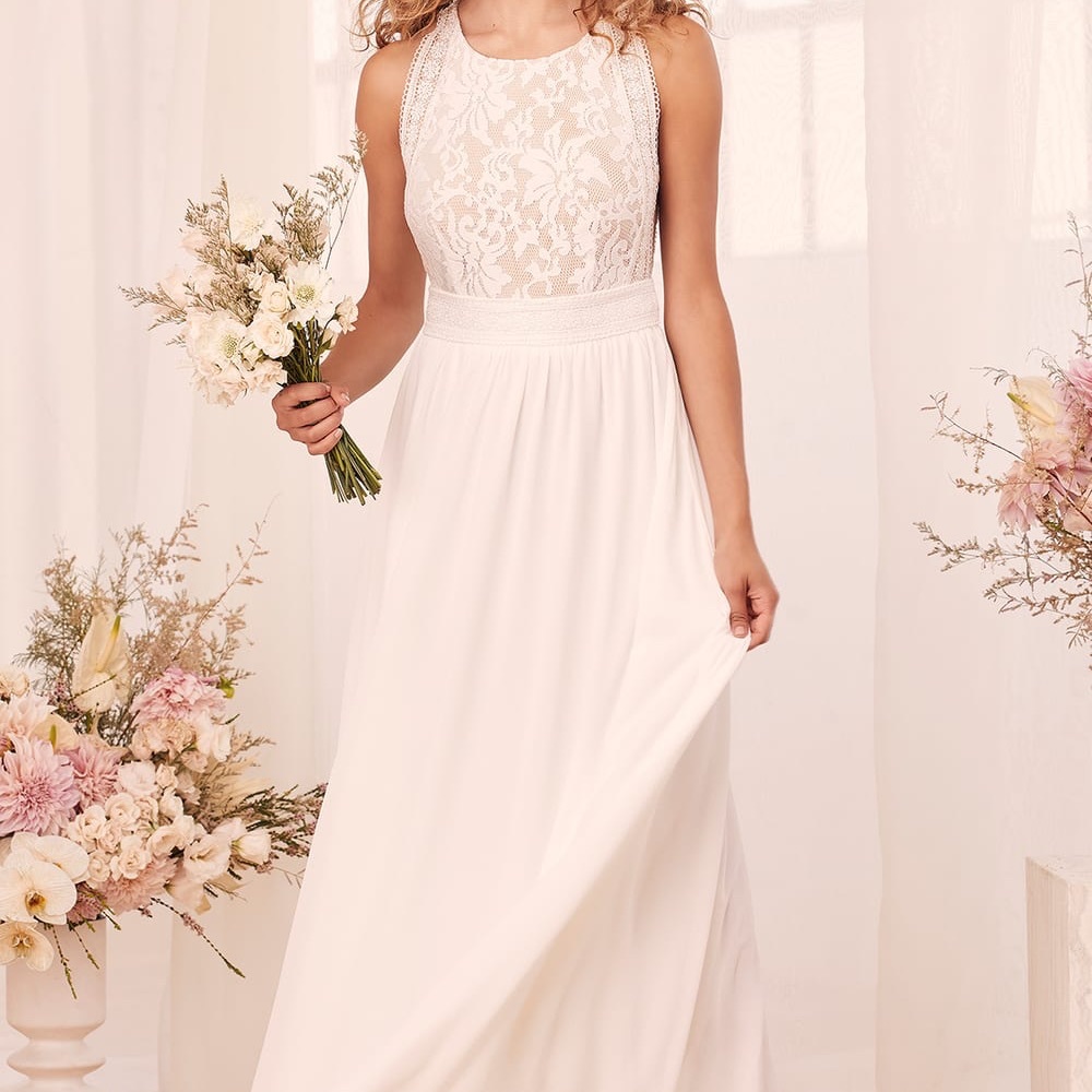 Forever and Always White Lace Maxi Dress - Picture 7 of 16
